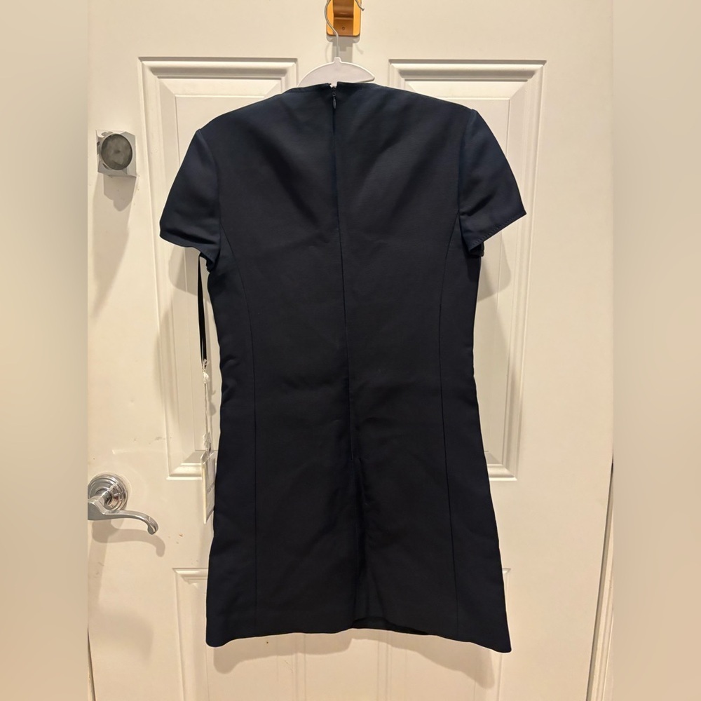Valentino Wool silk blend Navy Short Sleeve Dress with Pockets - Picture 2 of 5